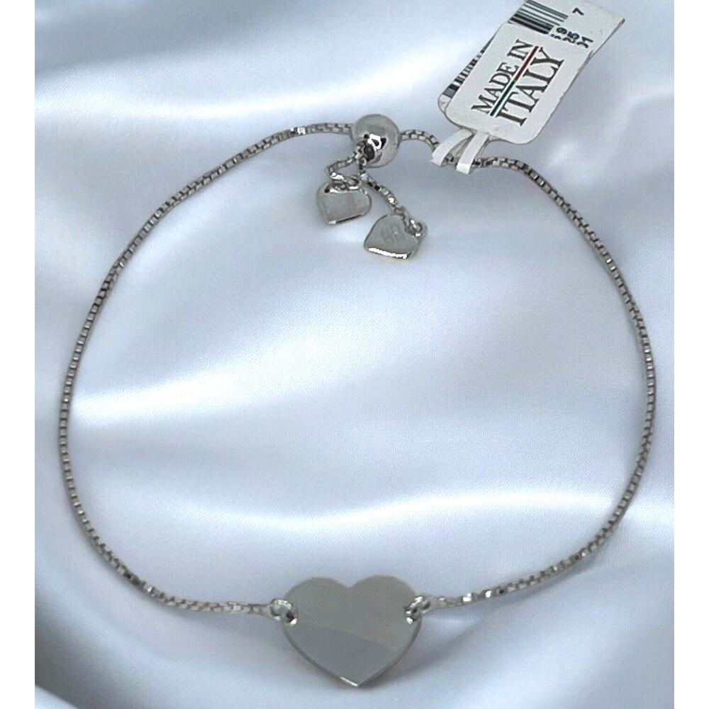 Sterling Silver Heart Charm Bolo Bracelet Chic Stylish Trendy Hearts Fashion NEW